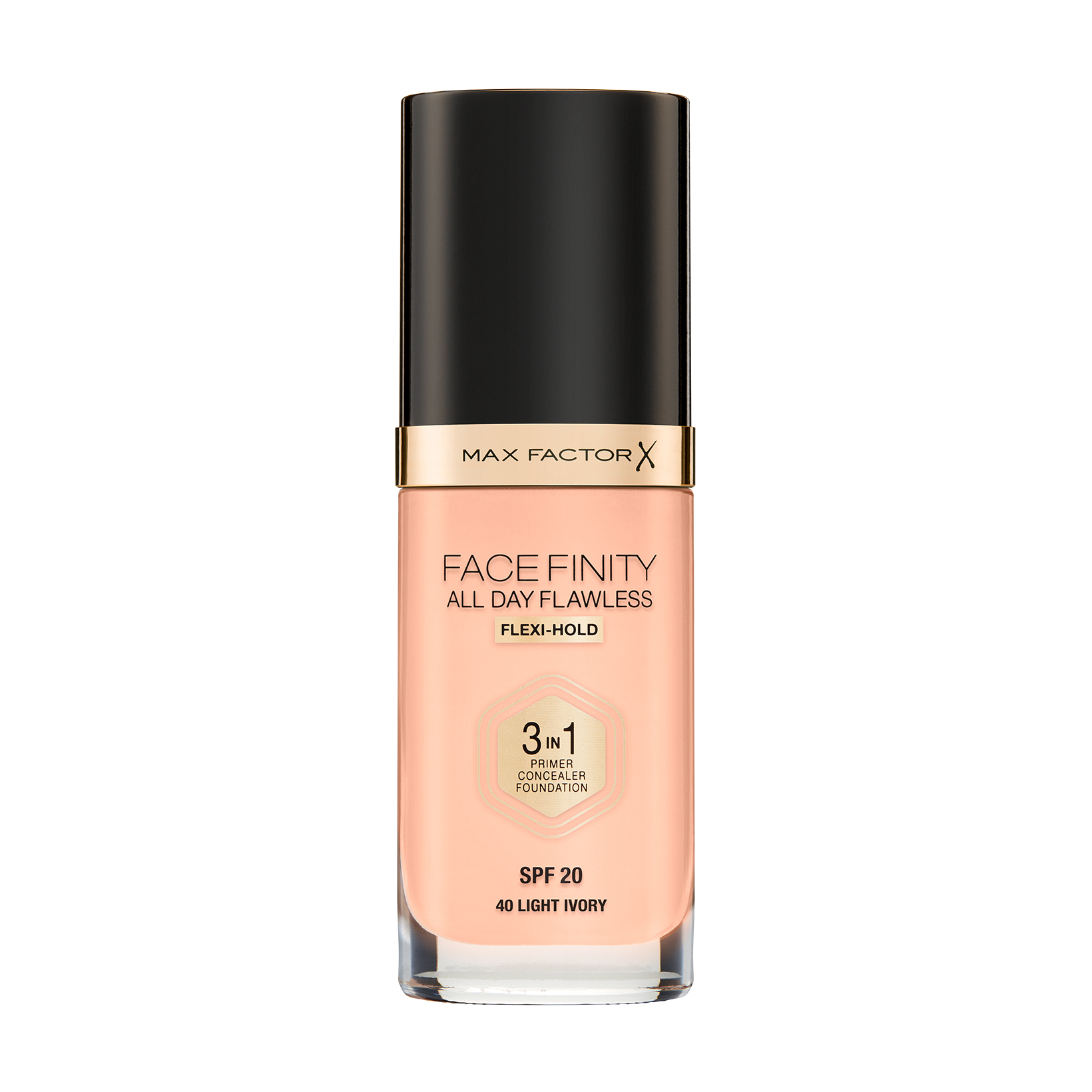 Тональна основа для обличчя Max Factor Facefinity All Day Flawless 3-In-1 Foundation SPF 20, 40 Light Ivory, 30 мл